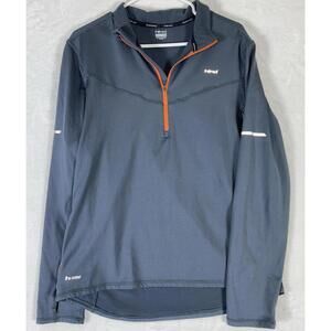 HIND Womens Running Jacket M Hooded Gray Ornge Reflective Hydra Wick Lightweight